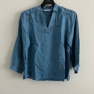 BEAUTIFUL by Lawrence Zarian Puff Sleeve Denim Blouse- Indigo (Sz XS) a644423